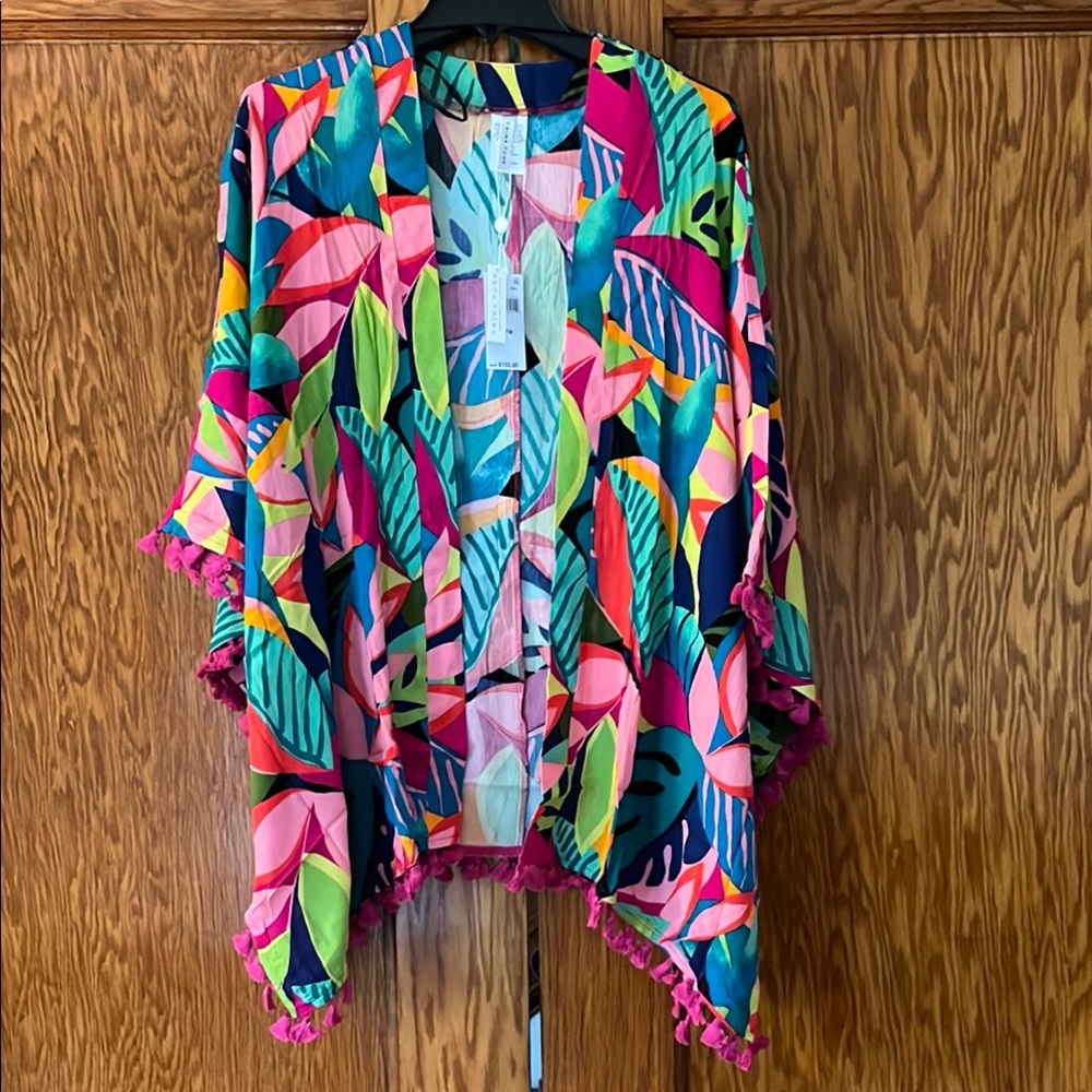 Trina Turk Rainforest Fringe Kimono Cover Up One Size Fits Most NWT - Picture 6 of 10